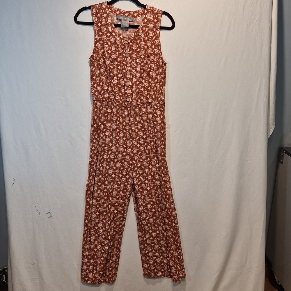 Lark + Grey Womens Med Jumpsuit 70s Style Cottage Boho Retro Ditsy Floral